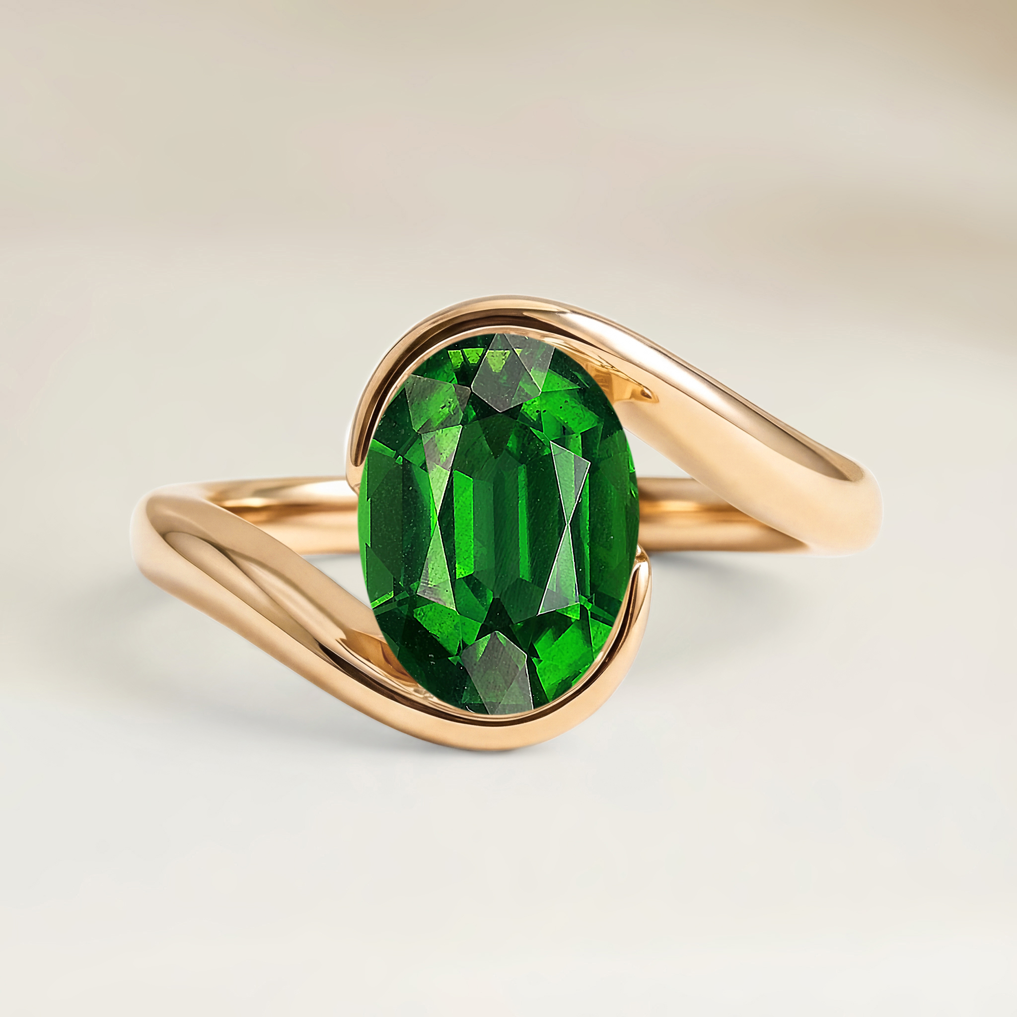 Bague Solitaire Tourmaline Ovale de 1,47ct — Or Jaune 18k - vue principale