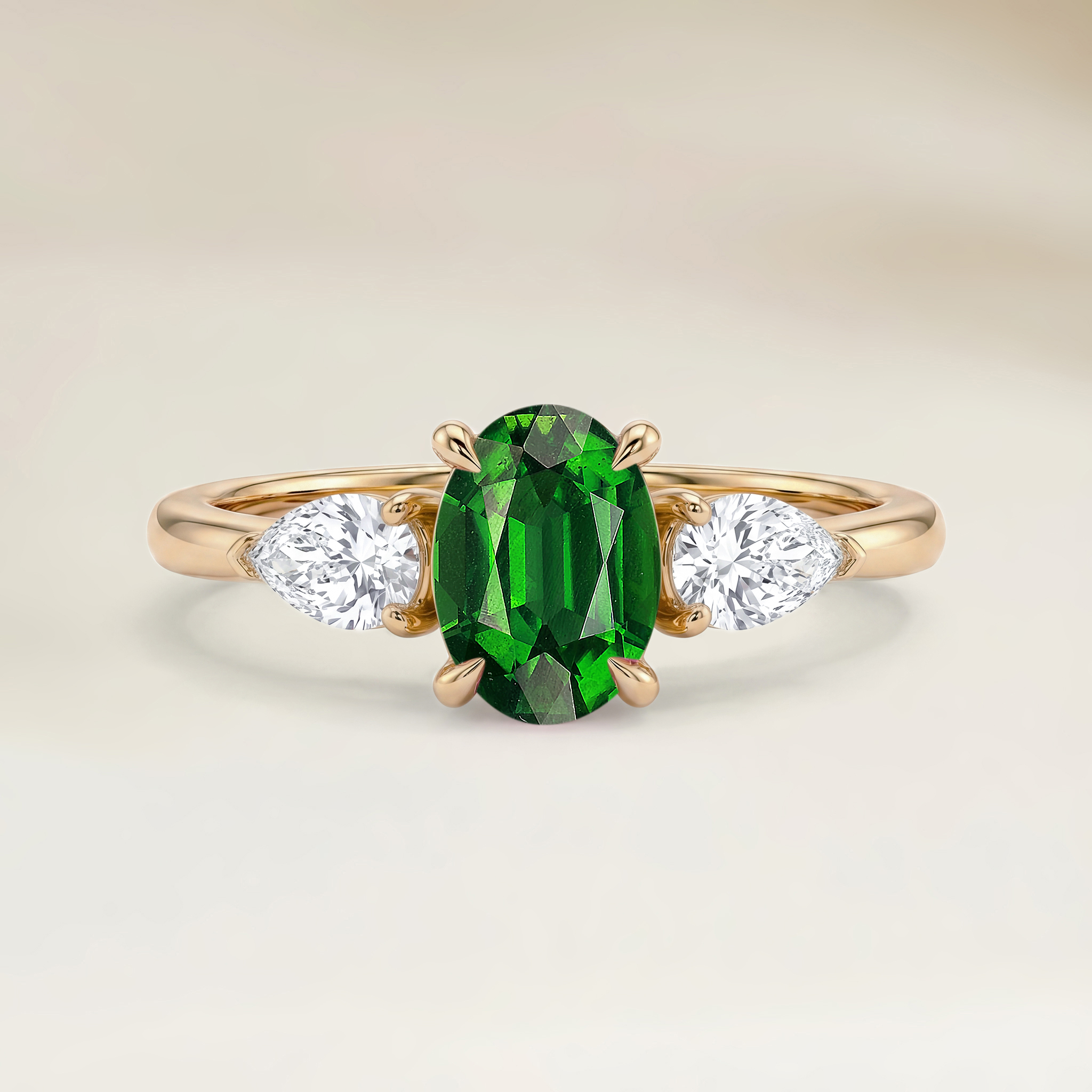 Bague Epaulé Tourmaline Ovale de 1,47ct — Or Jaune 18k - vue principale
