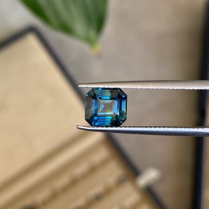 Saphir Teal Rectangle de 3,03ct - vue principale
