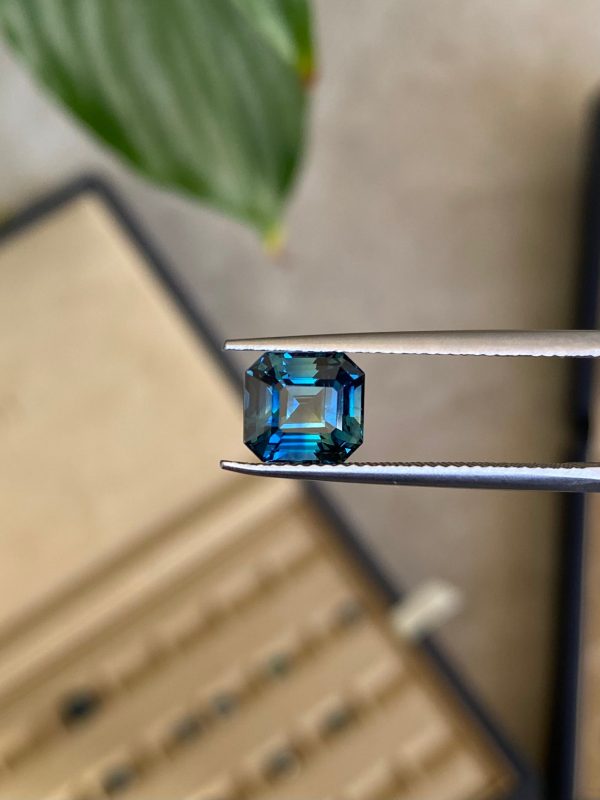 Saphir Teal Rectangle de 3,03ct - vue principale
