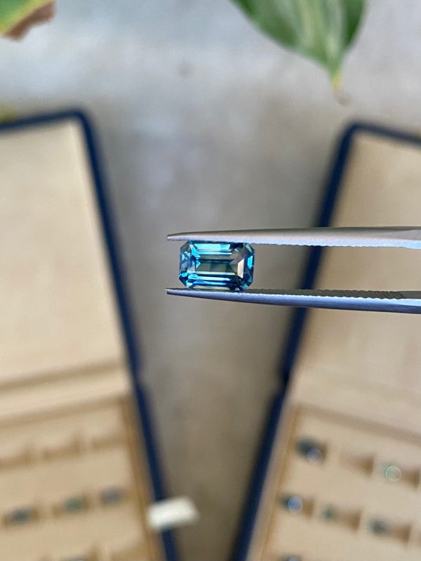 Saphir Teal Rectangle de 1,65ct - vue principale