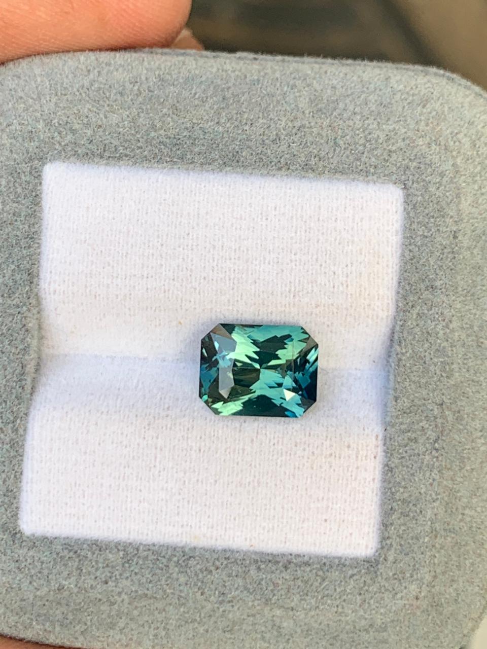 Saphir Teal Rectangle de 4ct - vue 2