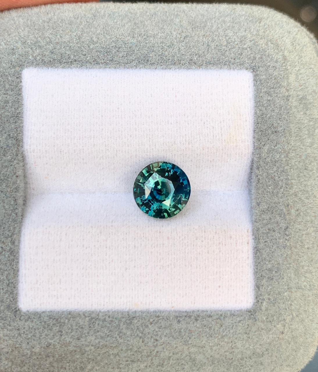 Saphir Teal Rond de 2,56ct - vue 2